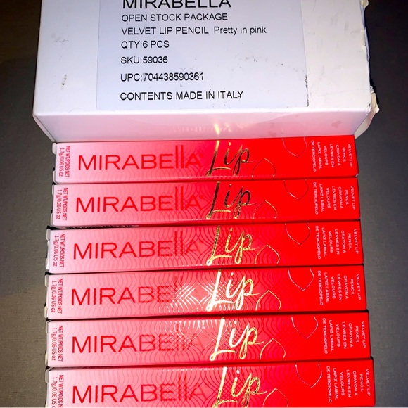 Mirabella Velvet Lip Liner Pencil Pretty In Pink (Box Of 6)